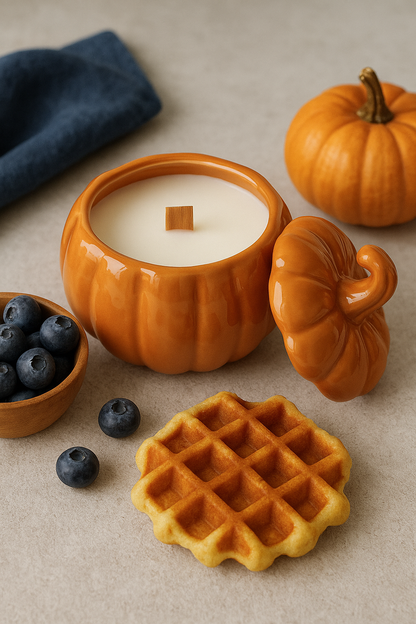 Pumpkin Berry Waffle - Ceramic Pumpkin Candle 