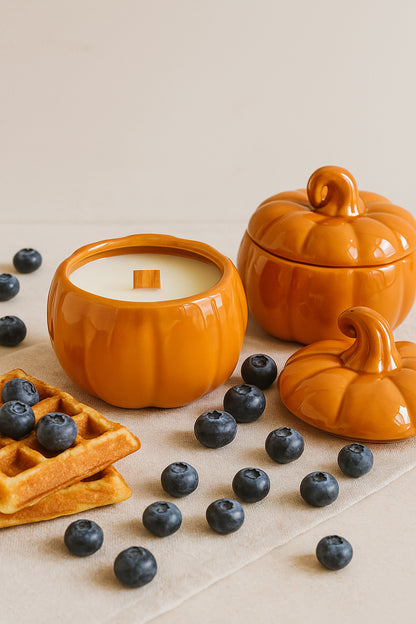 Pumpkin Berry Waffle - Ceramic Pumpkin Candle 