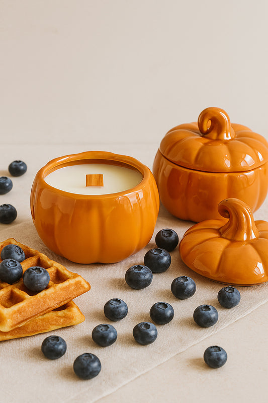 Pumpkin Berry Waffle - Ceramic Pumpkin Candle 